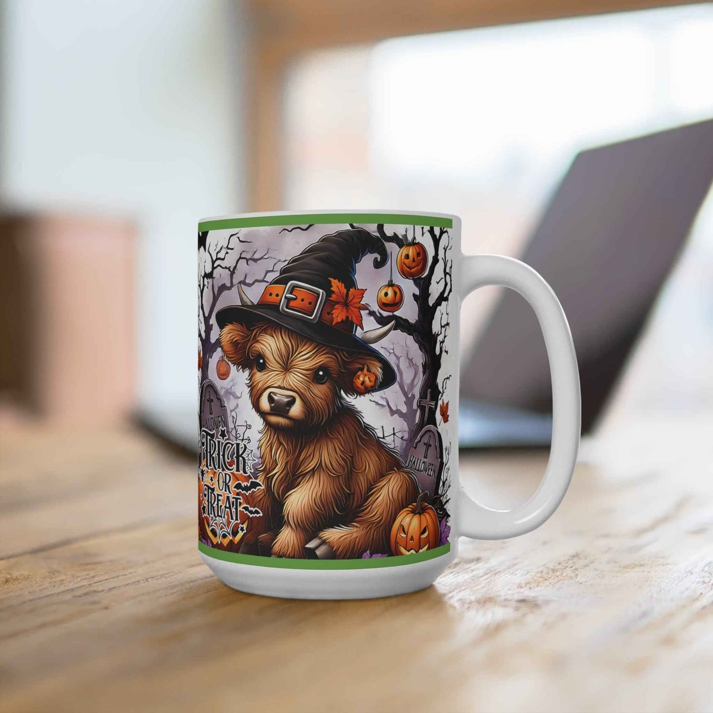 Halloween Themed Coffee Mug - Trick or Treat Seasonal Coffee Cup, Cute Halloween Gift & Fall Decor