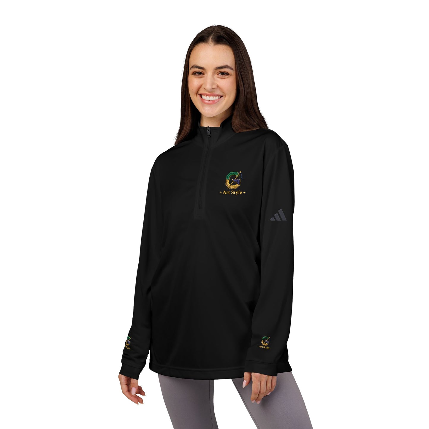 Embroidered Quarter-Zip Pullover - White Performance Golf Active Top - Ghita Shop