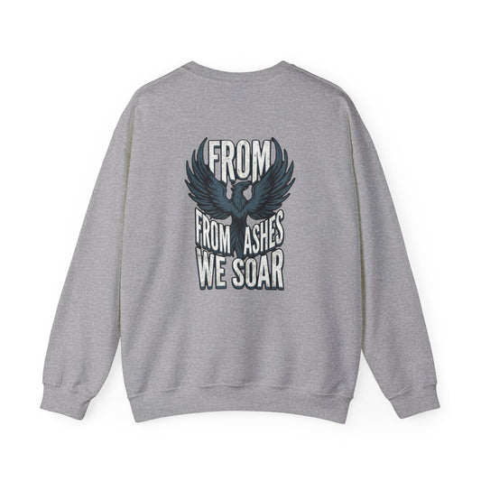 Crewneck Sweatshirt — 'From Ashes We Soar' Raven Back Graphic