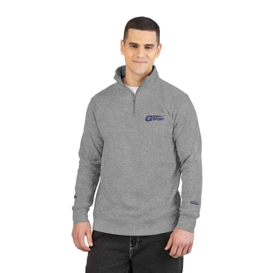 Embroidered Quarter-Zip Fleece Pullover – Classic Gray Crewneck with Subtle Logo