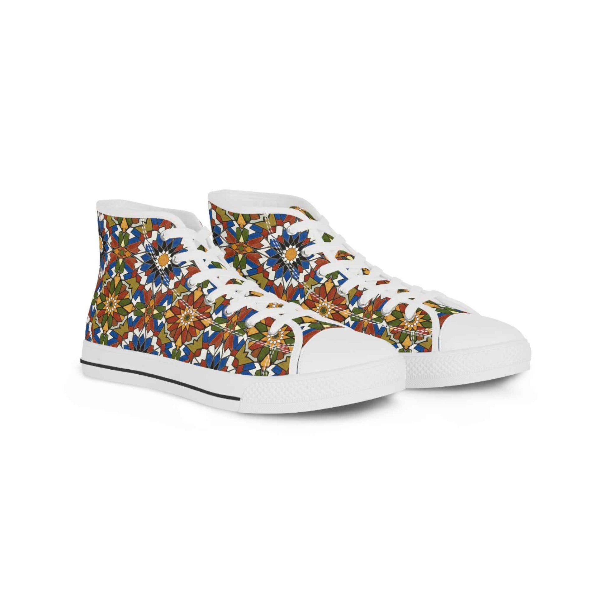 Moroccan Mosaic High-Top Sneakers: Handmade Zellige Tile Design