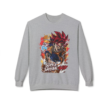 Grey comfort hoodie featuring Super Saiyan God anime graphic, cool hoodie for men from Ghita Shop