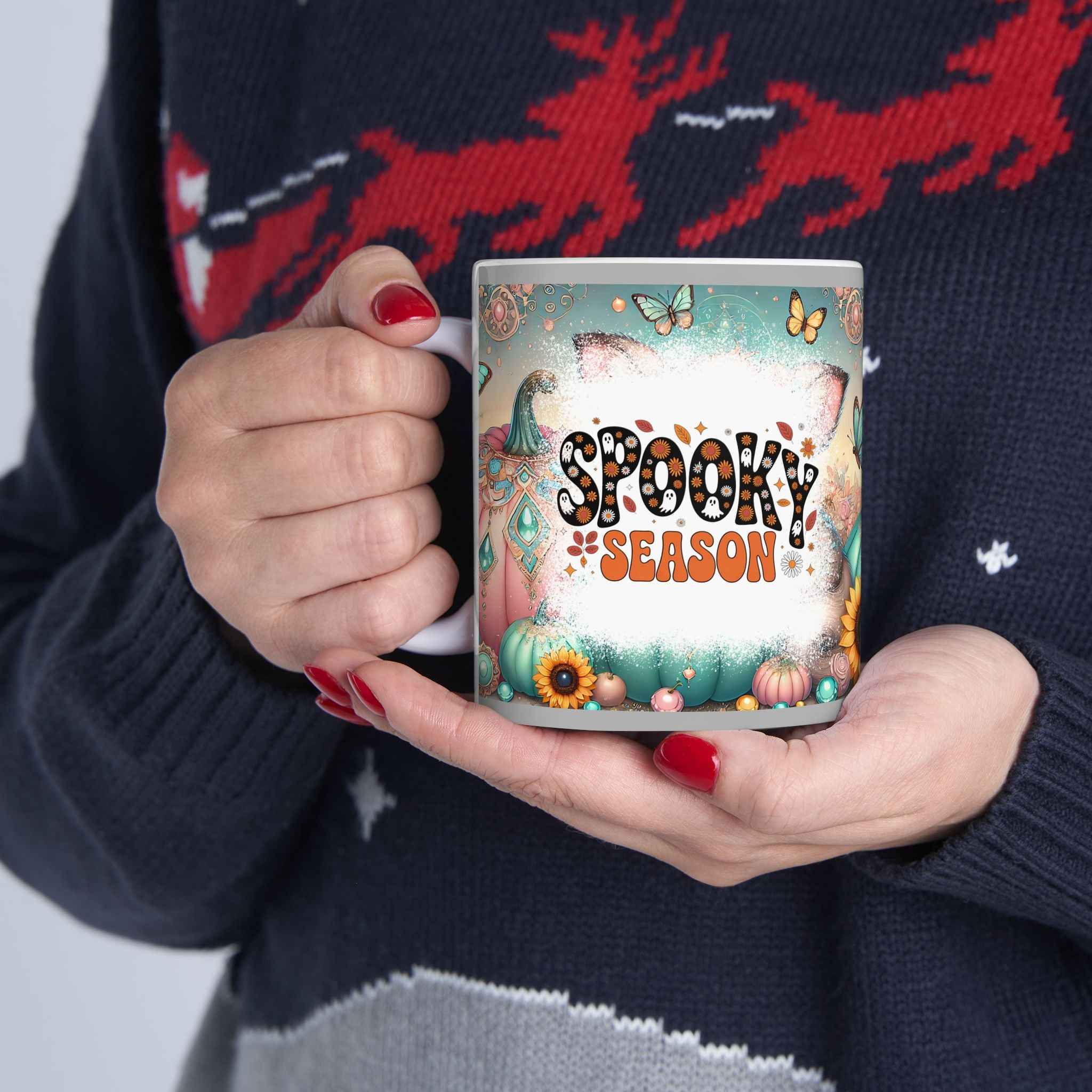 Spooky Season Mug | Fall Decor Ceramic Cup, Halloween Coffee Mug, Pumpkin Design, Gift for Autumn Lovers