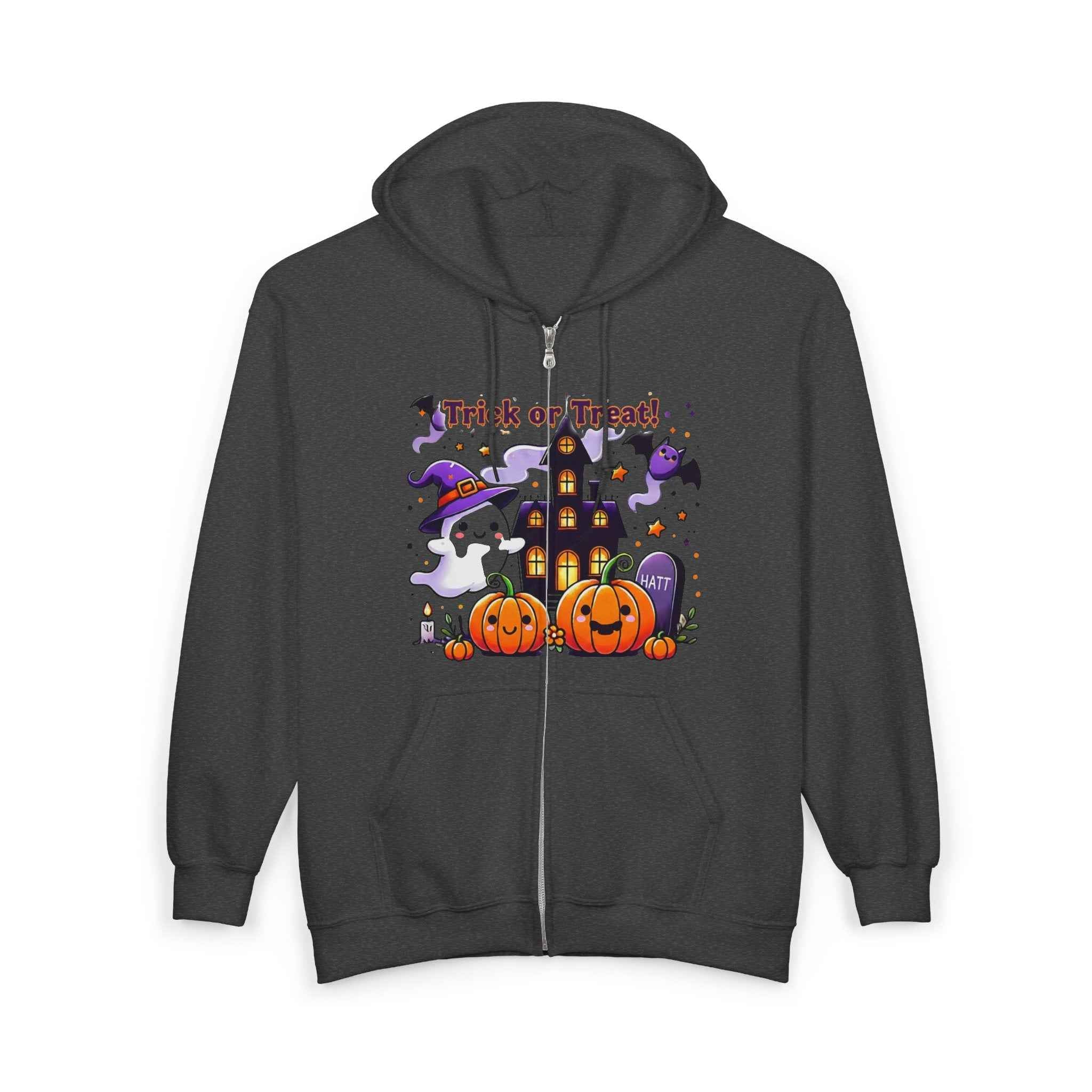 Halloween Ghosts Hoodie - Trick or Treat Zip Sweatshirt