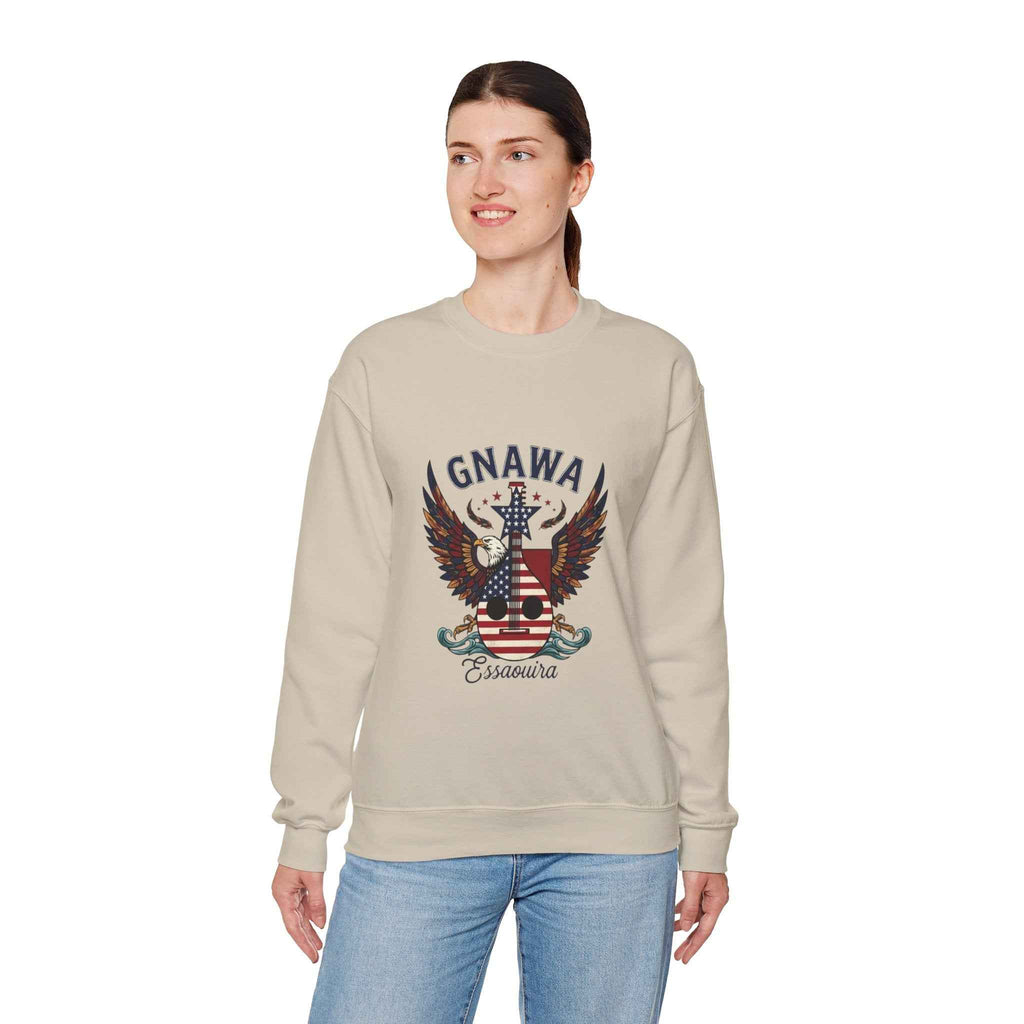 Patriotic Guitar Sweatshirt - Unique Moroccan Artisanat Design