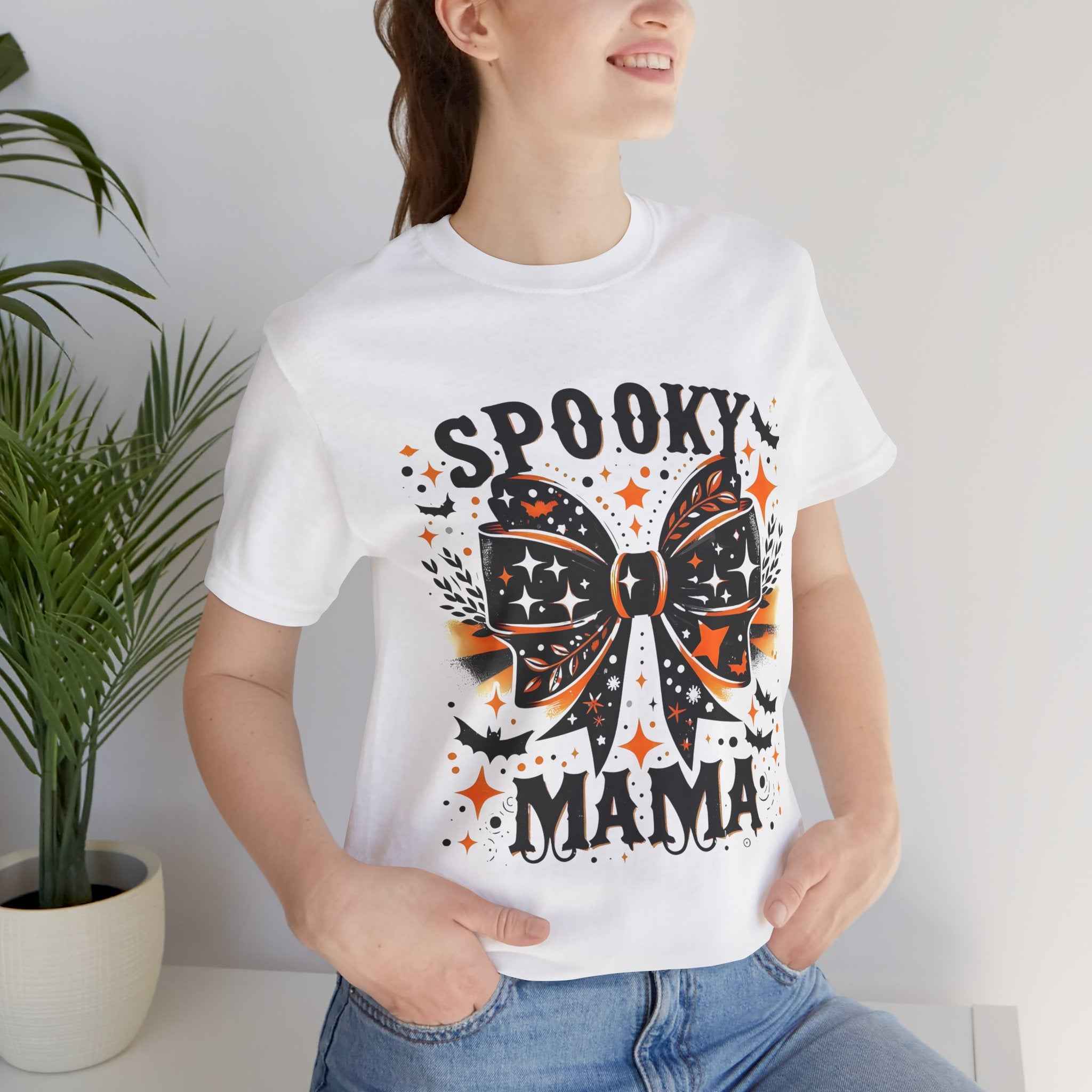 Spooky Mama T-Shirt - Unisex Jersey Tee for Halloween, Family Events, Gifts for Moms, Autumn Fashion, Casual Wear