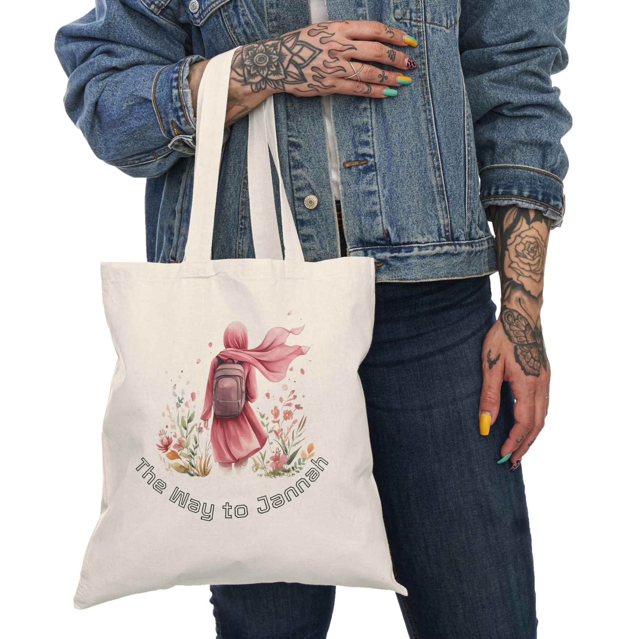 Natural Floral Tote Bag – Eco-Friendly Shopping Bag with Floral Design
