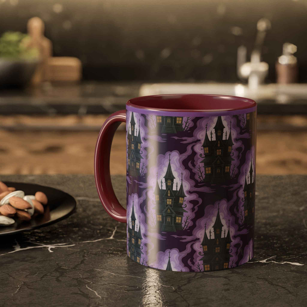 Haunted Castle Coffee Mug - Gothic Halloween Drinkware for Spooky Sips