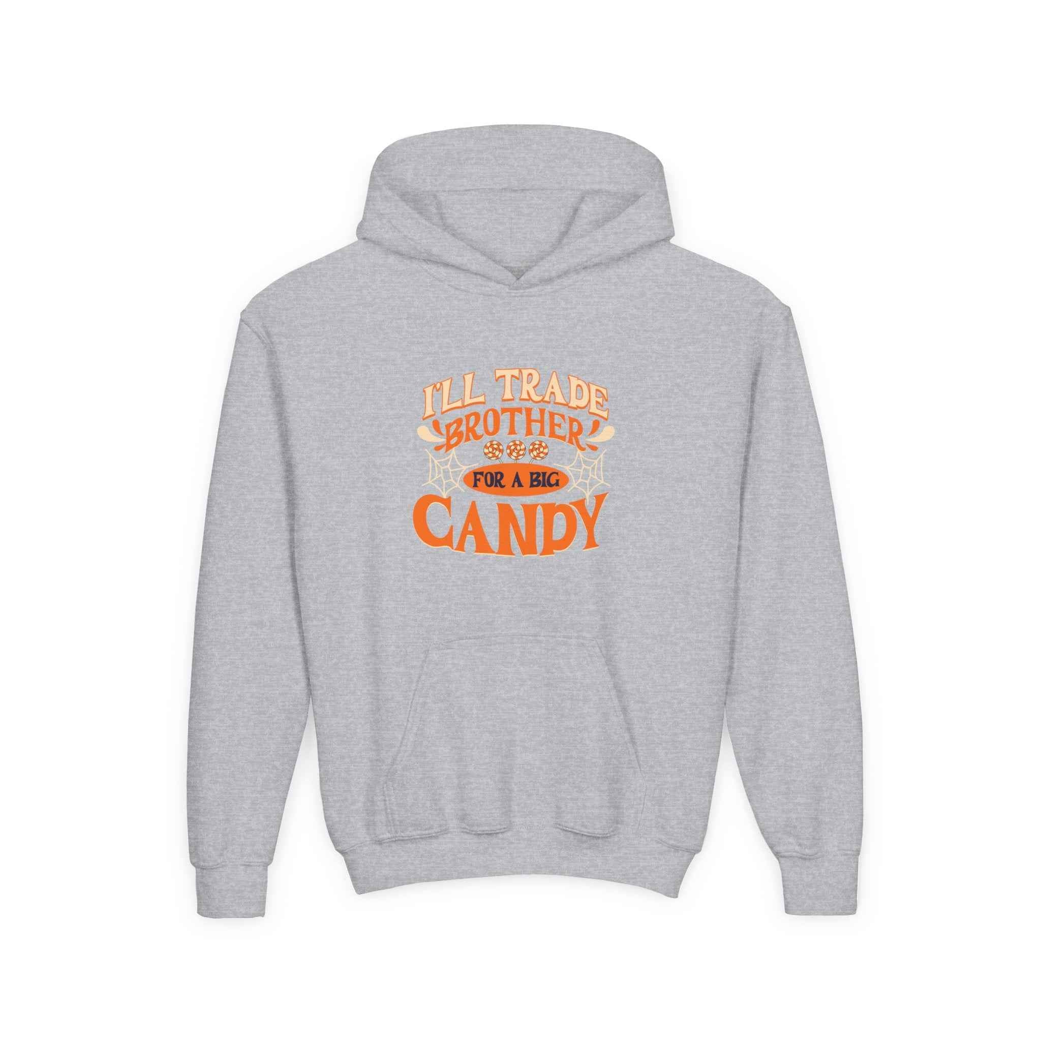 Kids Halloween Hoodie - I'll Trade Brother for Candy Youth Sweatshirt