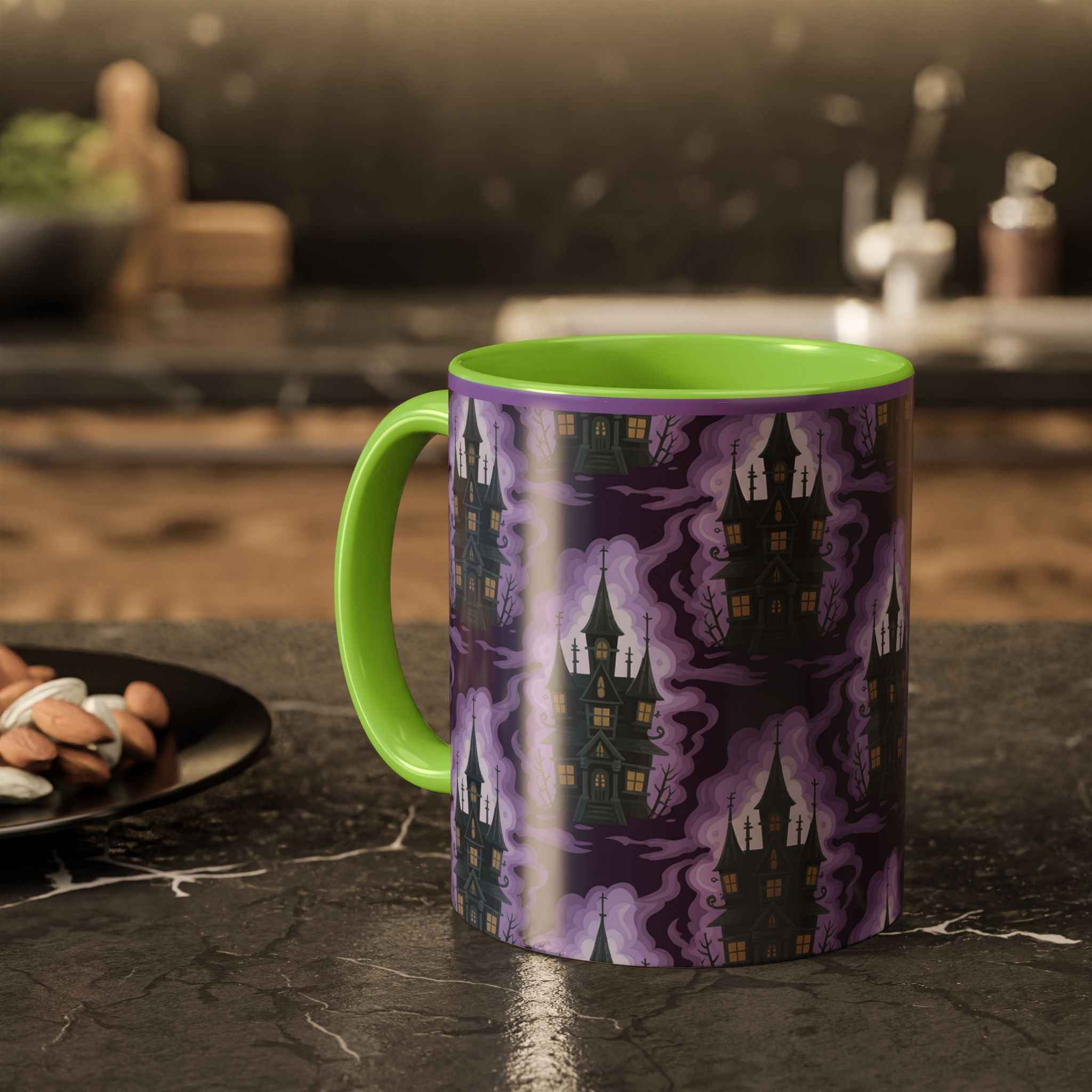 Haunted Castle Coffee Mug - Gothic Halloween Drinkware for Spooky Sips