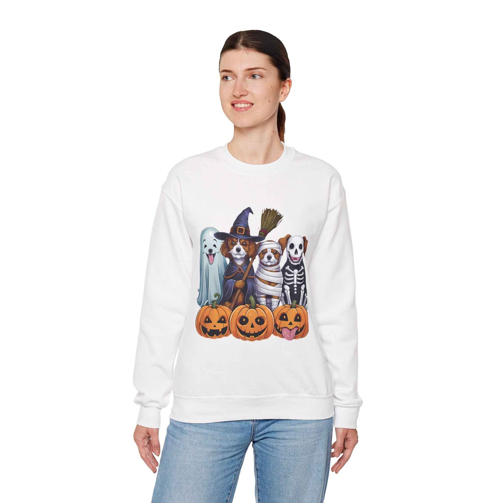 Halloween Dogs Sweatshirt - Spooky Pet Lover Crewneck for Fall Fashion and Pumpkin Style
