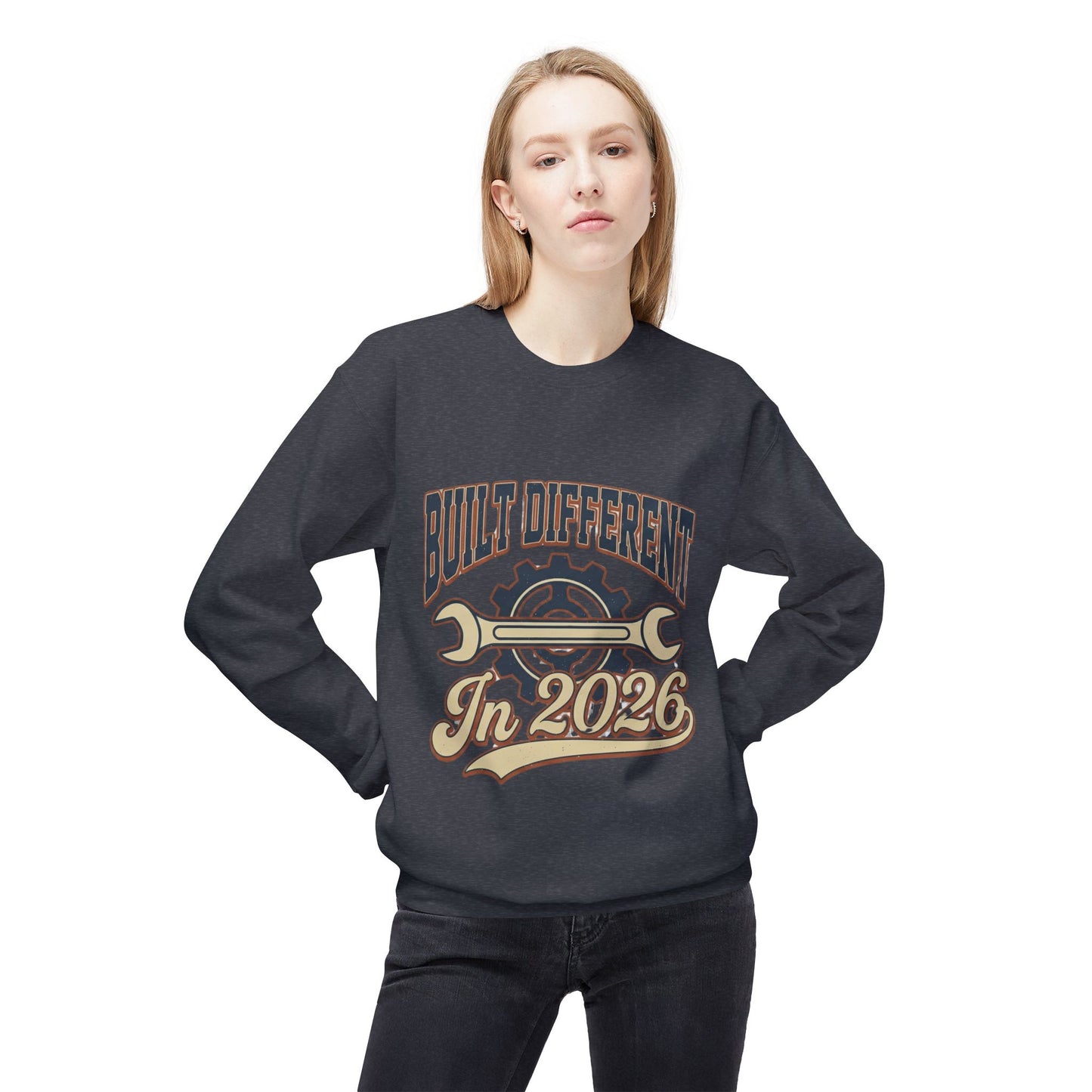 Built Different In 2026 Crewneck Sweatshirt - Mechanic Vintage Tool Design