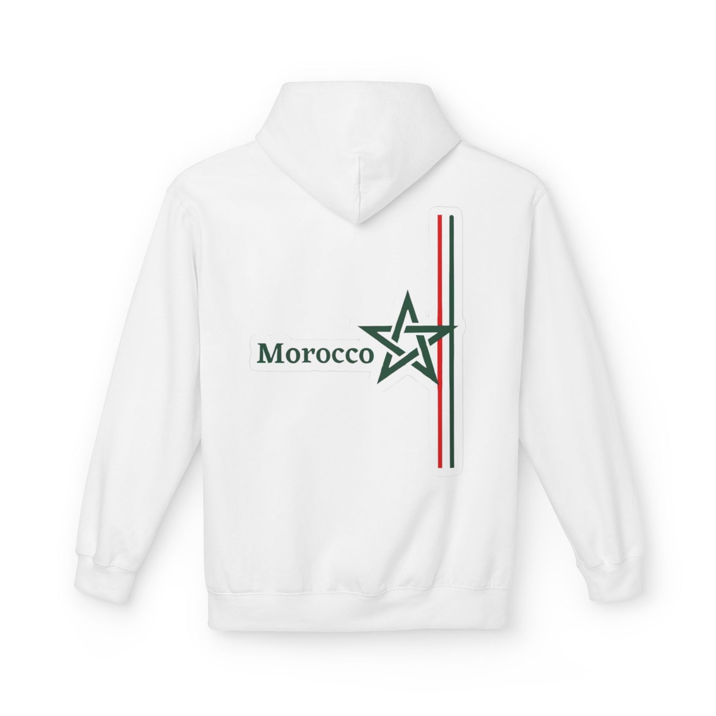 Morocco Star Hoodie - Pullover with Moroccan Flag Stripes and Floral Map Design
