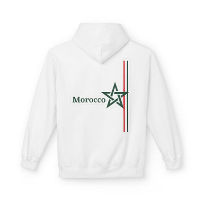Morocco Star Hoodie - Pullover with Moroccan Flag Stripes and Floral Map Design