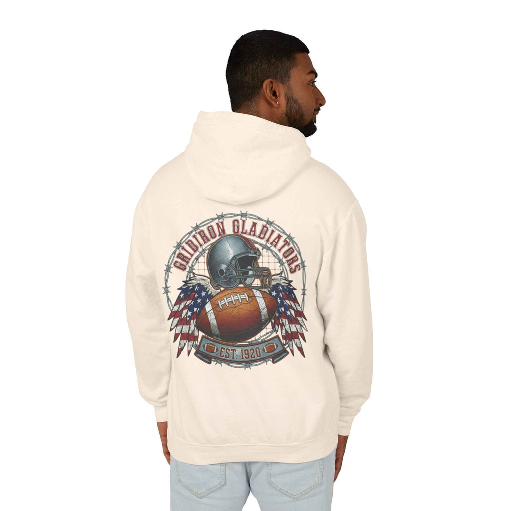 Patriotic Football Hoodie - Unisex Lightweight Hooded Sweatshirt for Gamers and Sports Fans