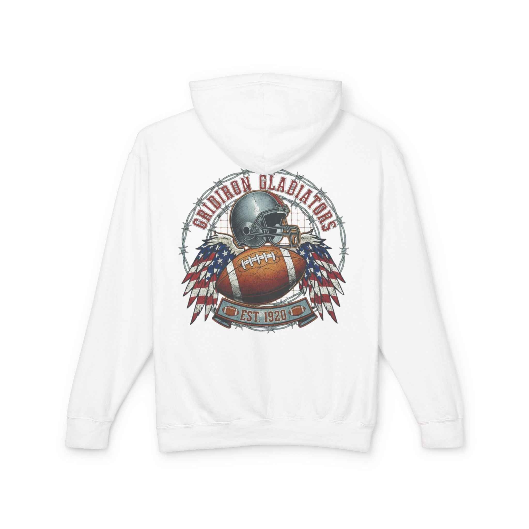 Patriotic Football Hoodie - Unisex Lightweight Hooded Sweatshirt for Gamers and Sports Fans