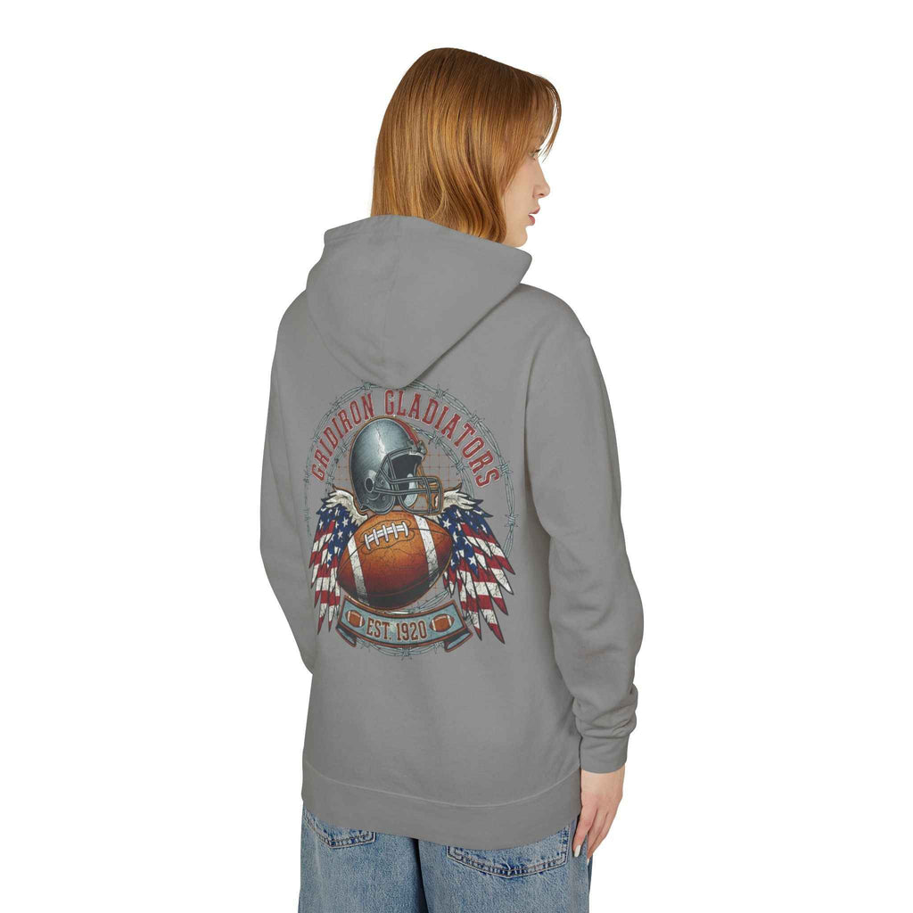 Patriotic Football Hoodie - Unisex Lightweight Hooded Sweatshirt for Gamers and Sports Fans