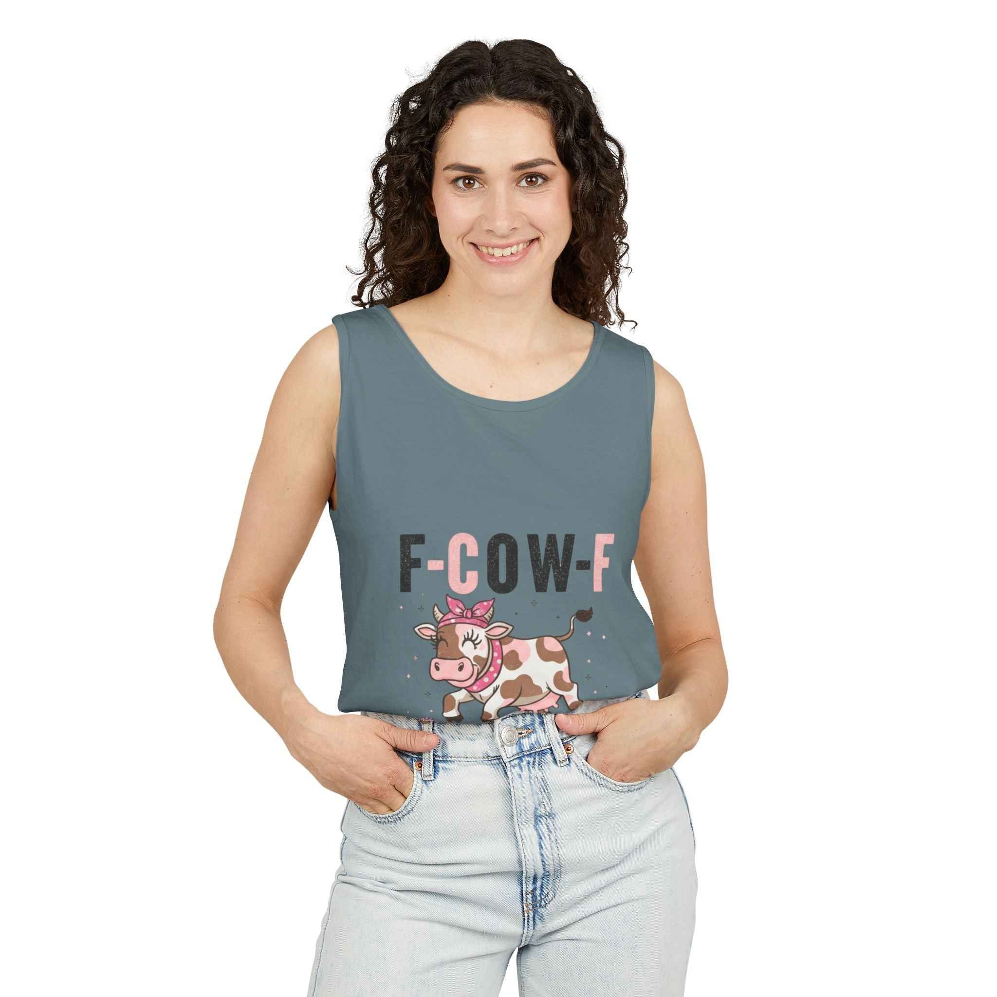 Tank Top Spooky Season Halloween Animal Humor Shirt F-Cow-F