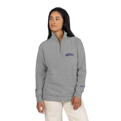 Embroidered Quarter-Zip Fleece Pullover – Classic Gray Crewneck with Subtle Logo