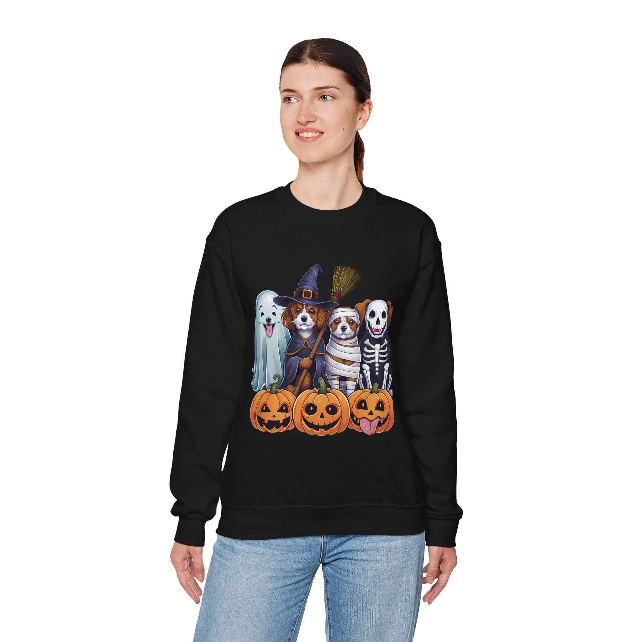 Halloween Dogs Sweatshirt - Spooky Pet Lover Crewneck for Fall Fashion and Pumpkin Style