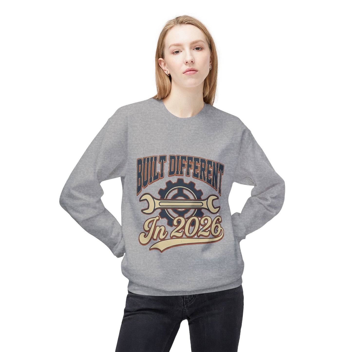 Built Different In 2026 Crewneck Sweatshirt - Mechanic Vintage Tool Design