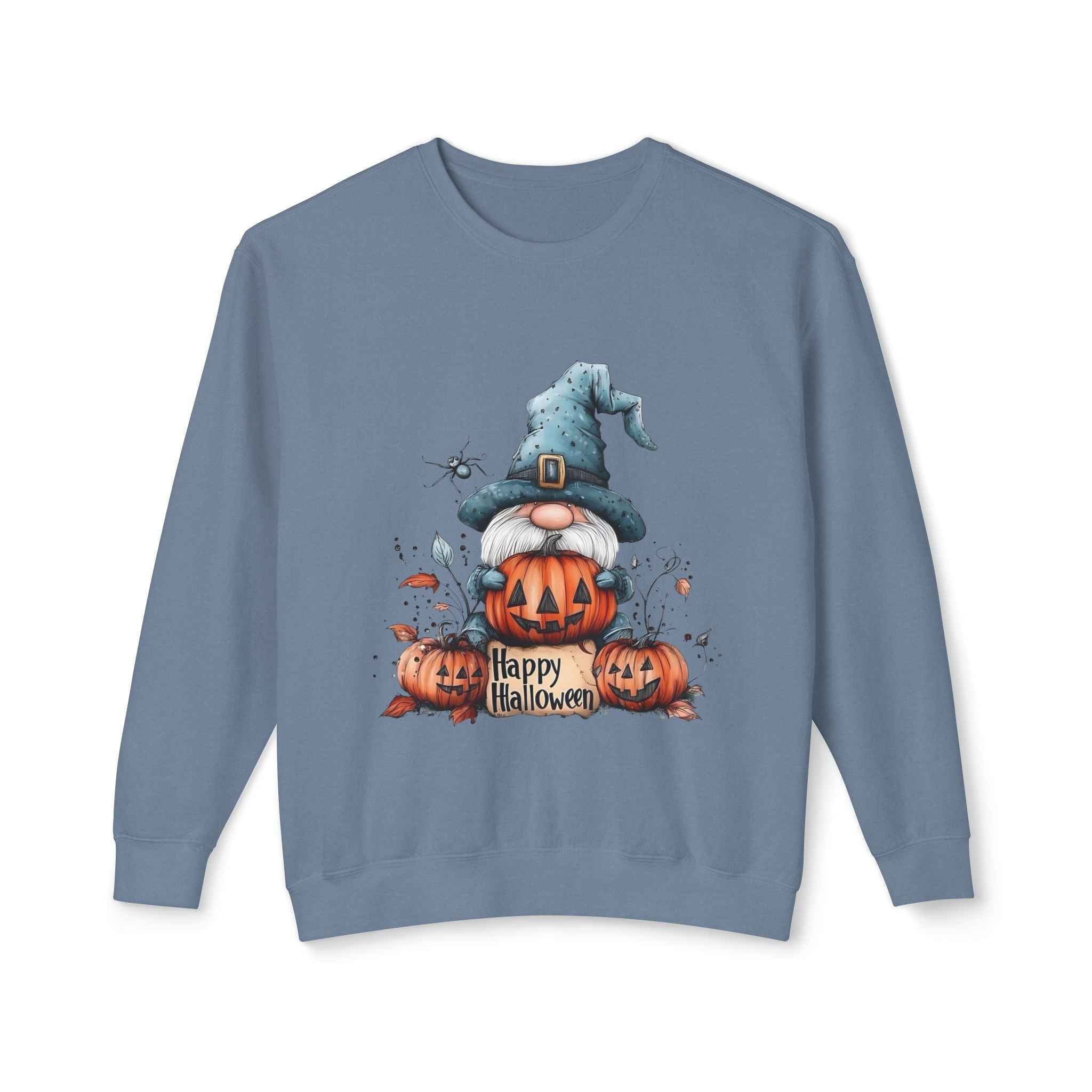 Happy Halloween Gnome Sweatshirt Unisex Lightweight Crewneck