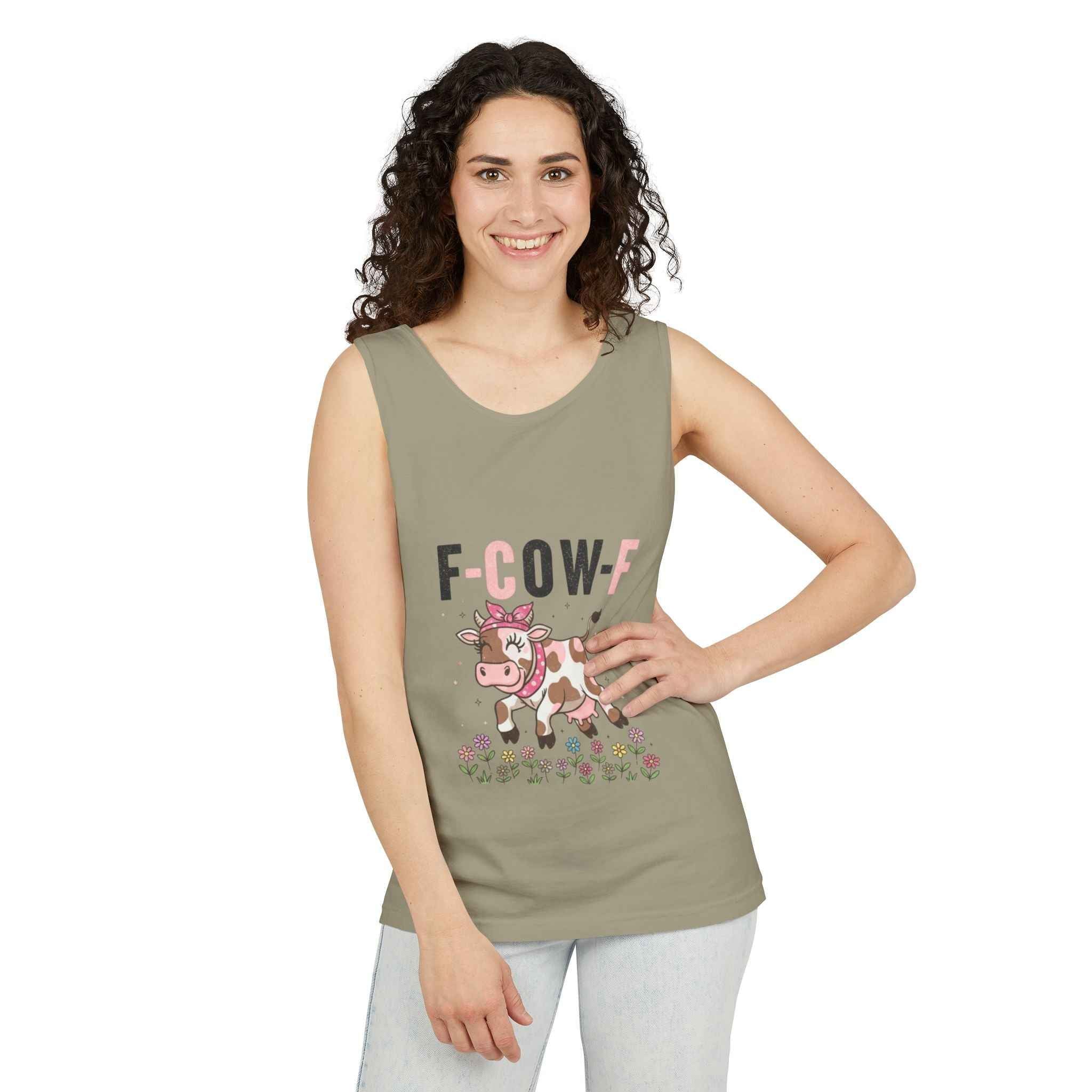 Tank Top Spooky Season Halloween Animal Humor Shirt F-Cow-F