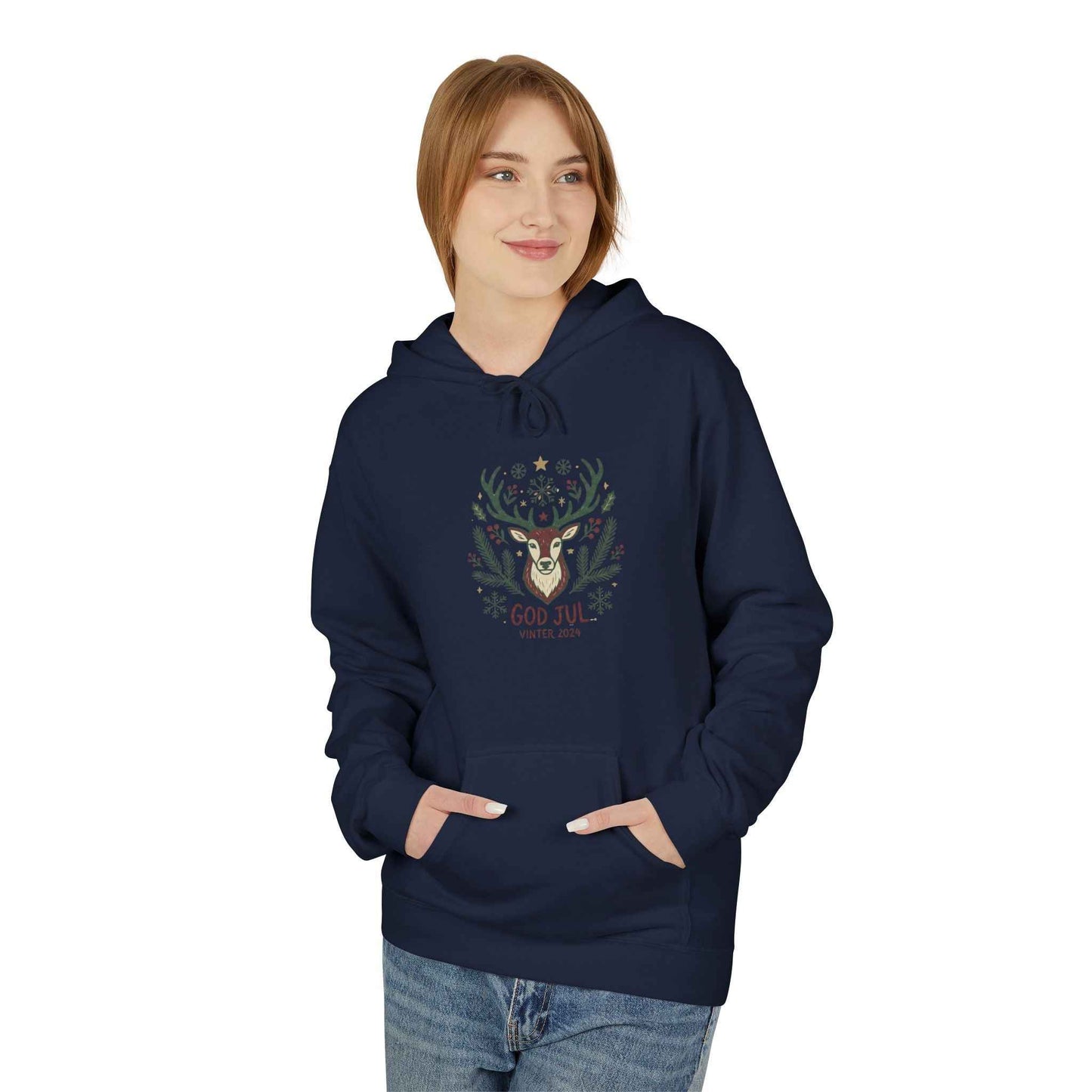 God Jul Reindeer Holiday Hoodie — Scandinavian Christmas Sweatshirt