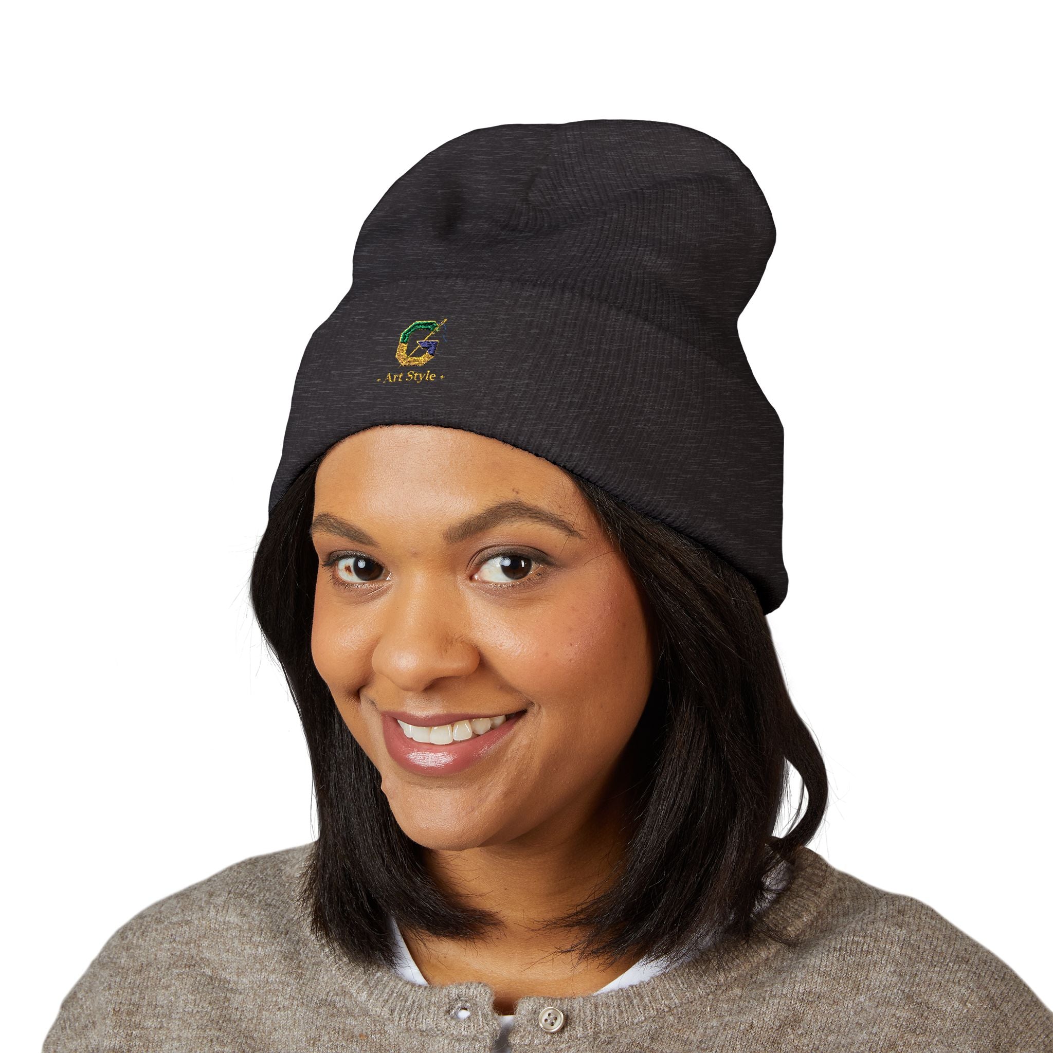 Embroidered Cuffed Beanie with G Logo | Trendy Winter Fashion Accessory