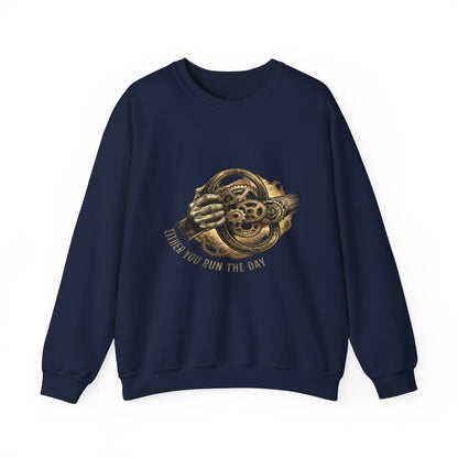 Steering Wheel Vintage Mechanical Crewneck Sweatshirt — Never You Run The Day