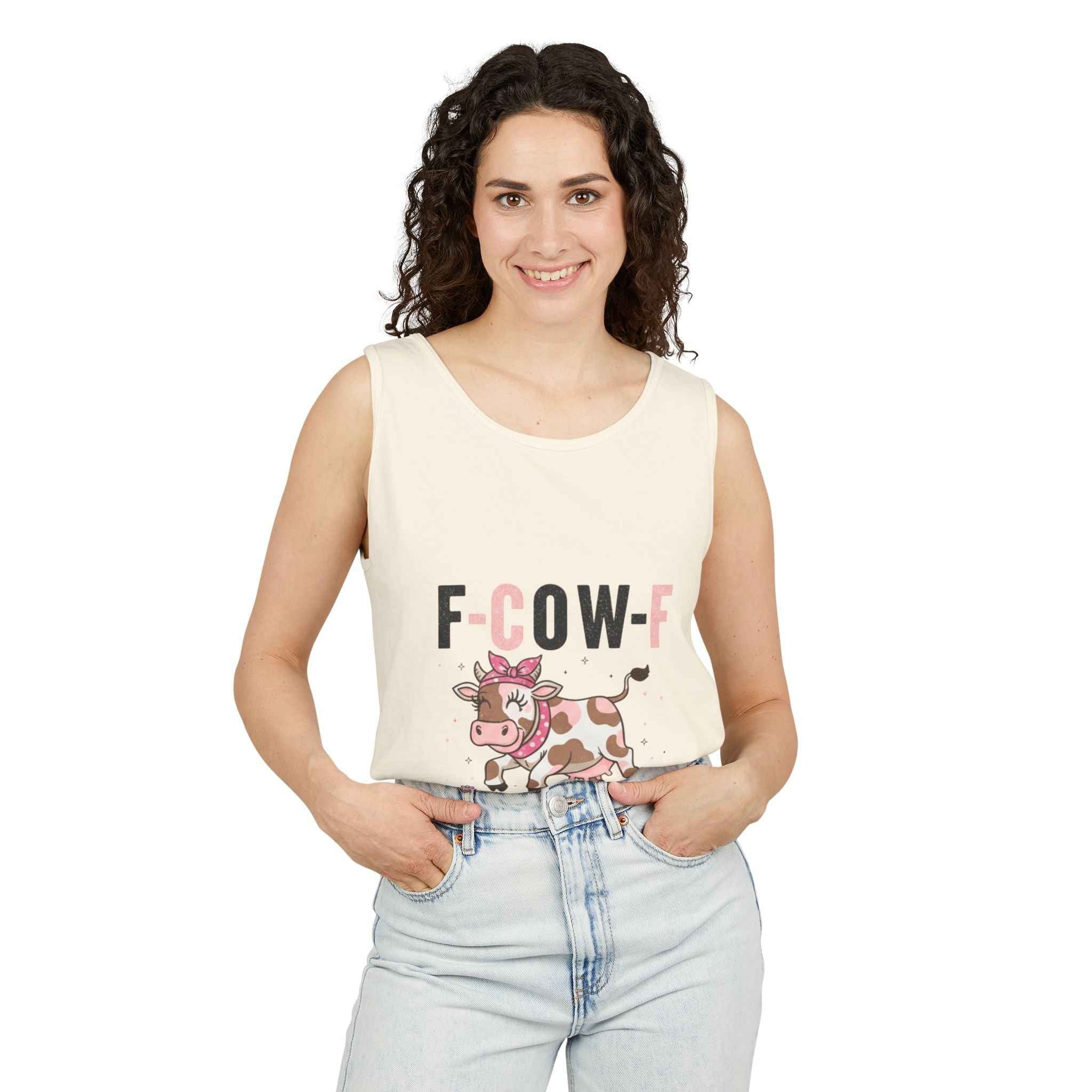 Tank Top Spooky Season Halloween Animal Humor Shirt F-Cow-F