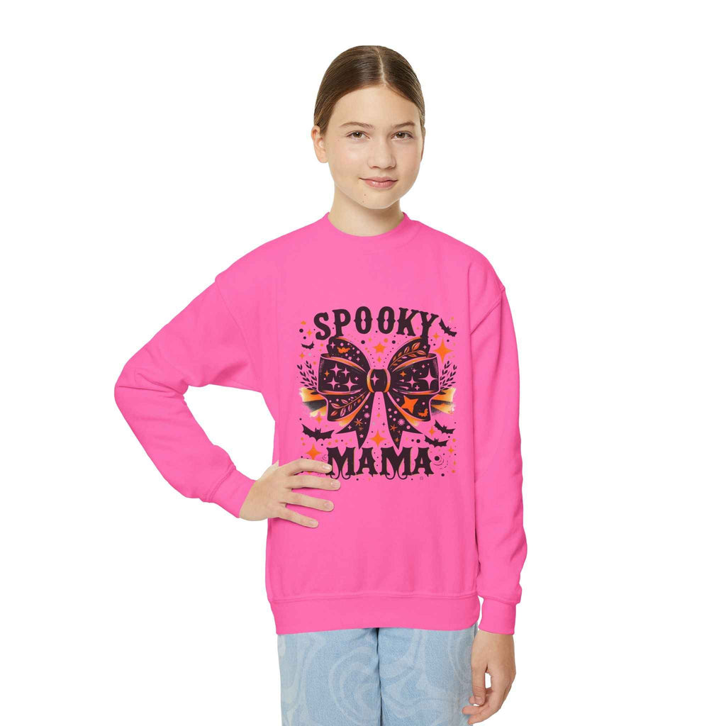 Spooky Mama Sweatshirt - Youth Crewneck for Halloween Fun