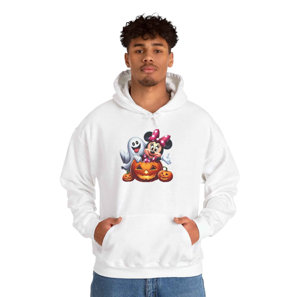 Halloween Minnie Mouse Sweatshirt Unisex Hooded Sweatshirt with Ghost Design