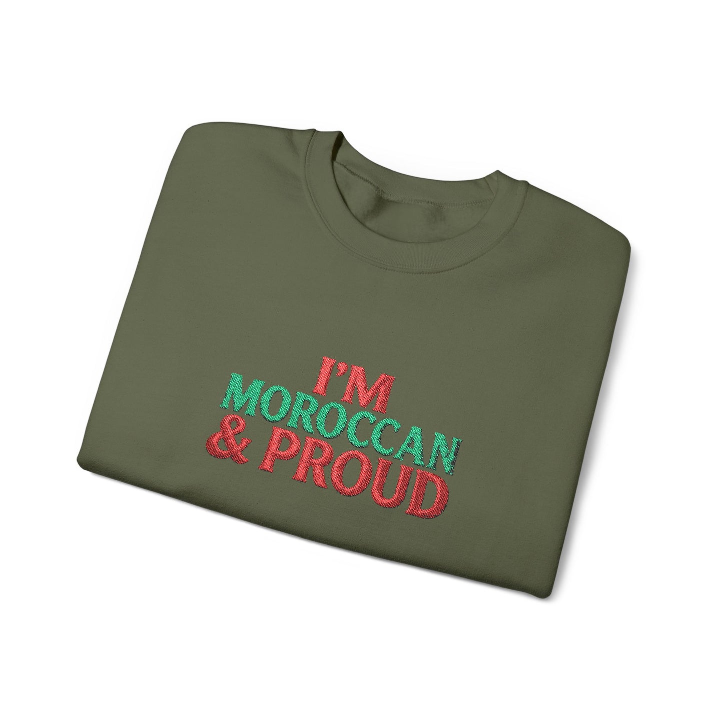 Moroccan & Proud Crewneck Sweatshirt — Patriotic Morocco Pride Pullover - Ghita Shop