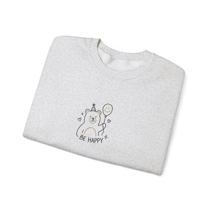Cute Cat Crewneck Sweatshirt - Be Happy Graphic Cozy Casual Pullover - Ghita Shop