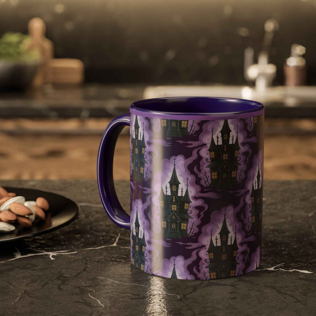 Haunted Castle Coffee Mug - Gothic Halloween Drinkware for Spooky Sips