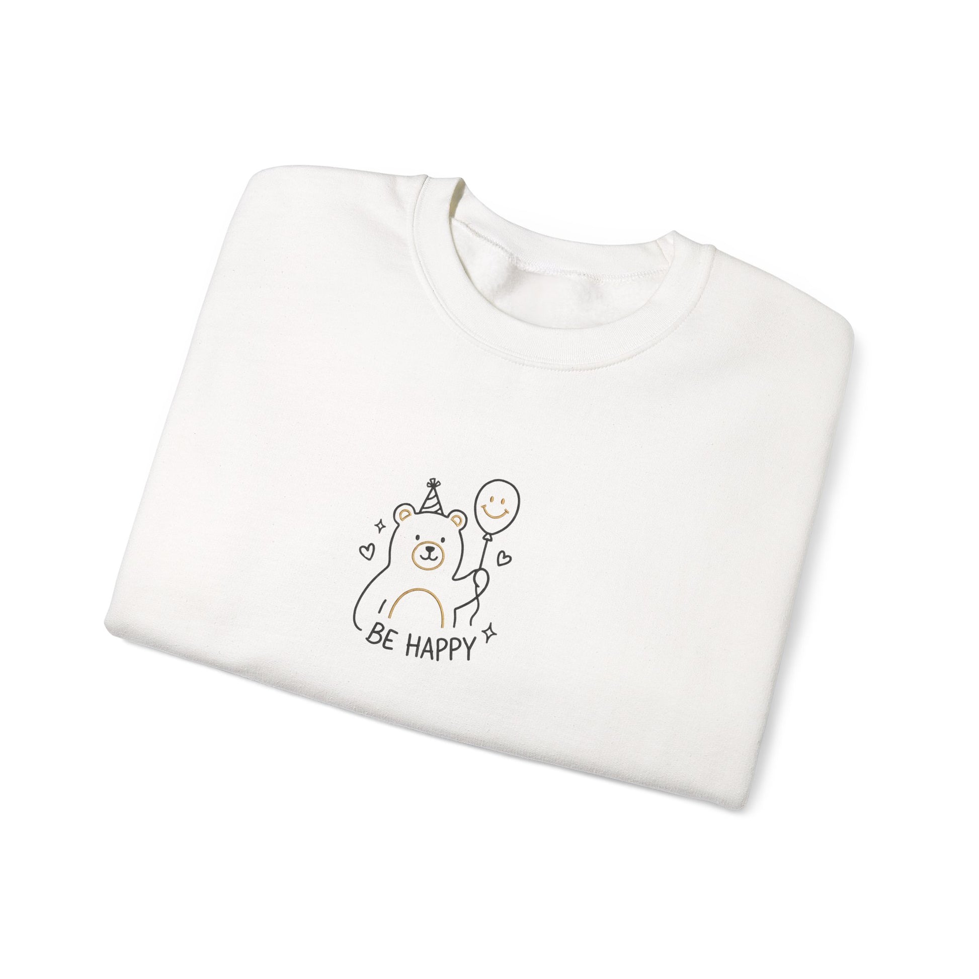 Cute Cat Crewneck Sweatshirt - Be Happy Graphic Cozy Casual Pullover - Ghita Shop