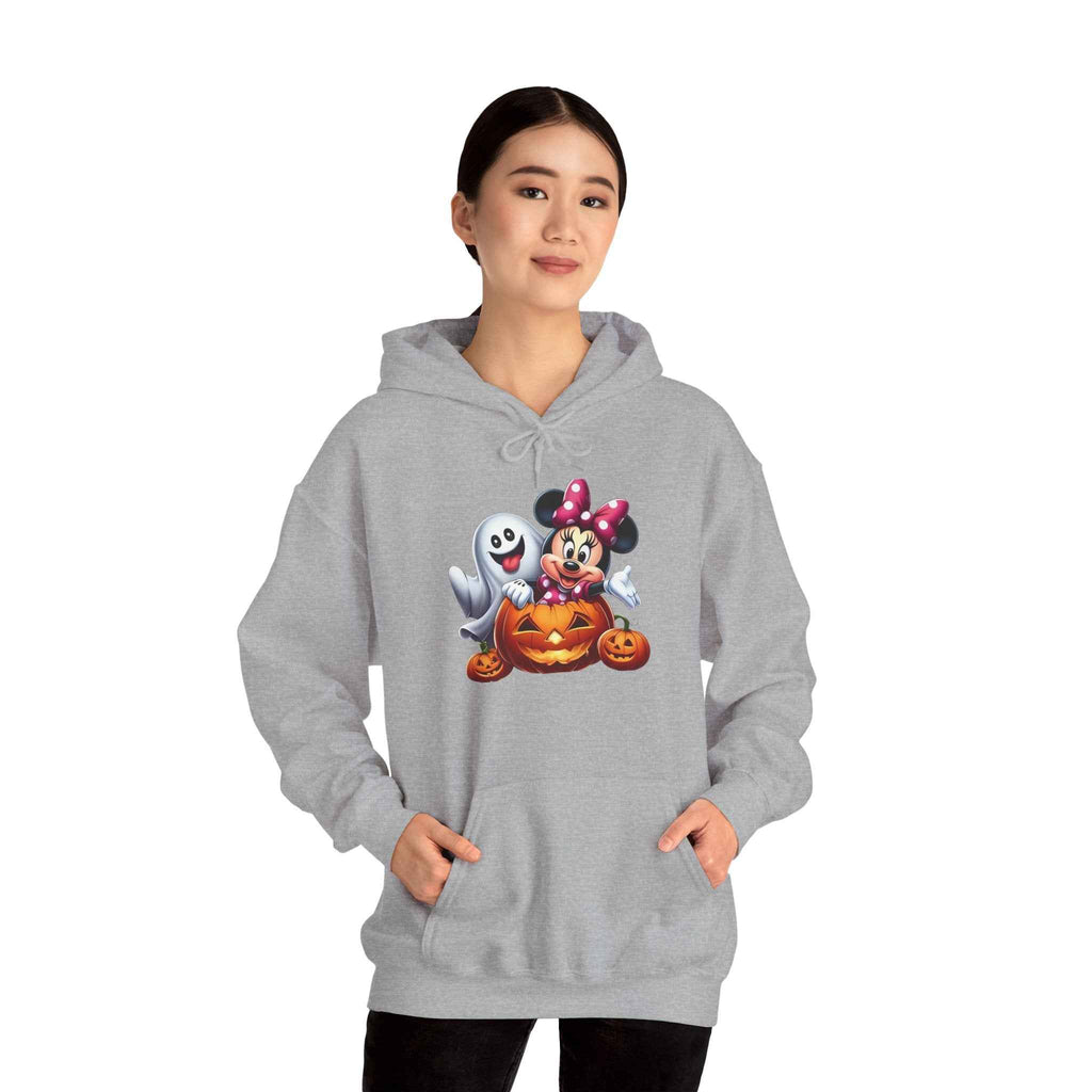 Halloween Minnie Mouse Sweatshirt Unisex Hooded Sweatshirt with Ghost Design
