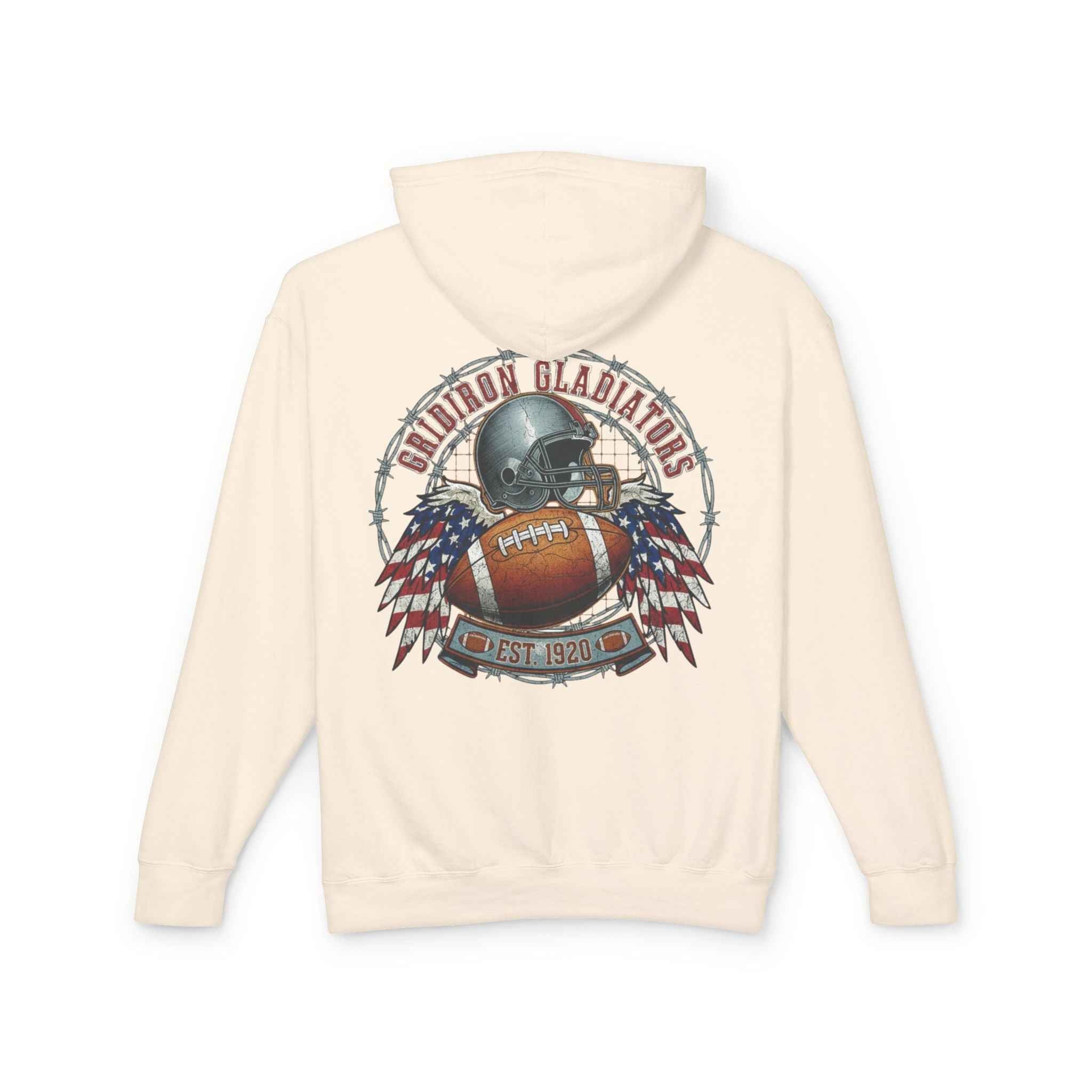 Patriotic Football Hoodie - Unisex Lightweight Hooded Sweatshirt for Gamers and Sports Fans