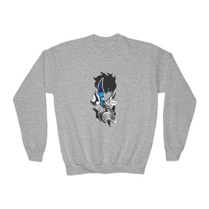 Blue Mask Anime Crewneck - Shadow Boy Design