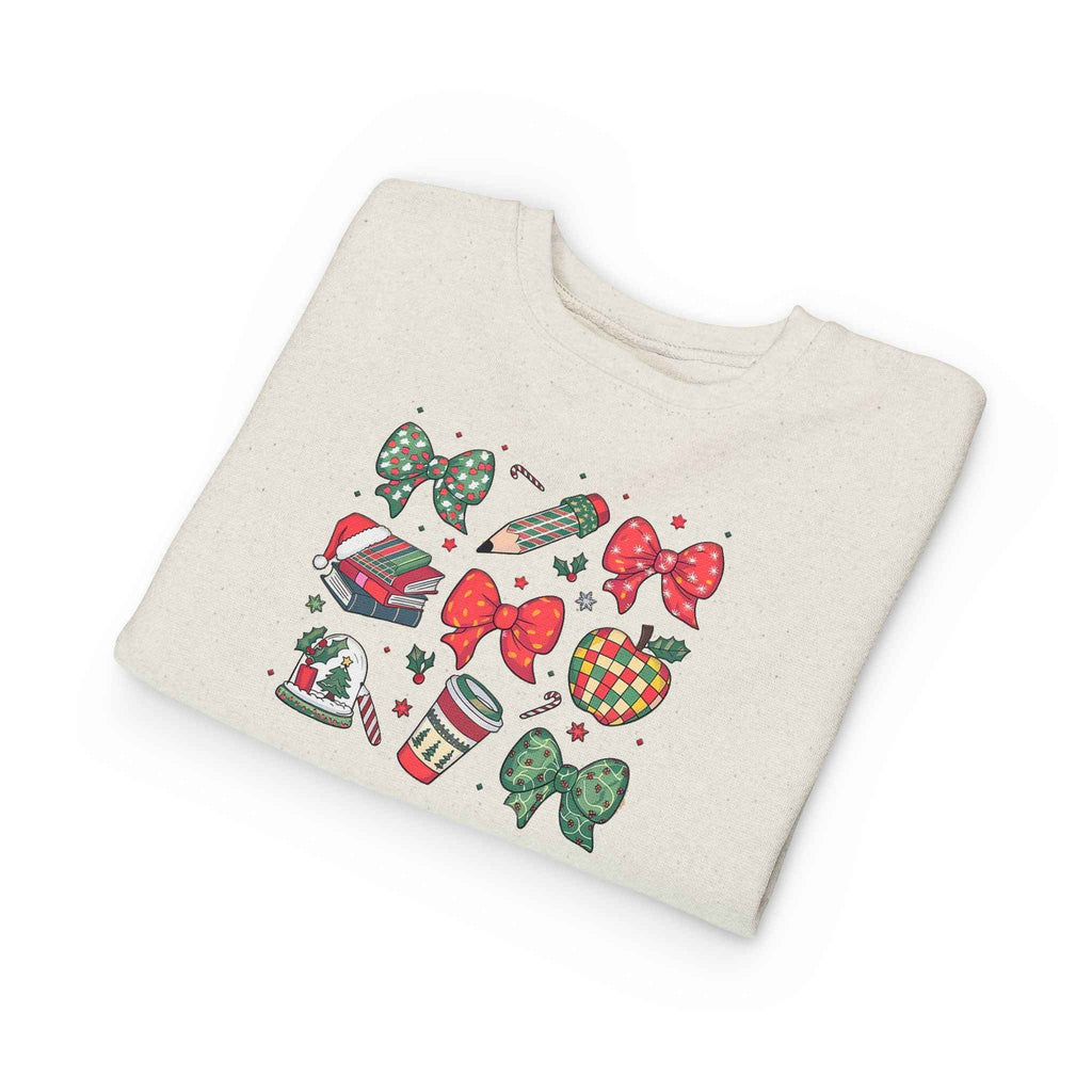 Festive Toddler Sweatshirt with Bows for Holiday Cheer