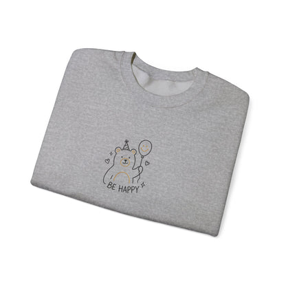 Cute Cat Crewneck Sweatshirt - Be Happy Graphic Cozy Casual Pullover - Ghita Shop
