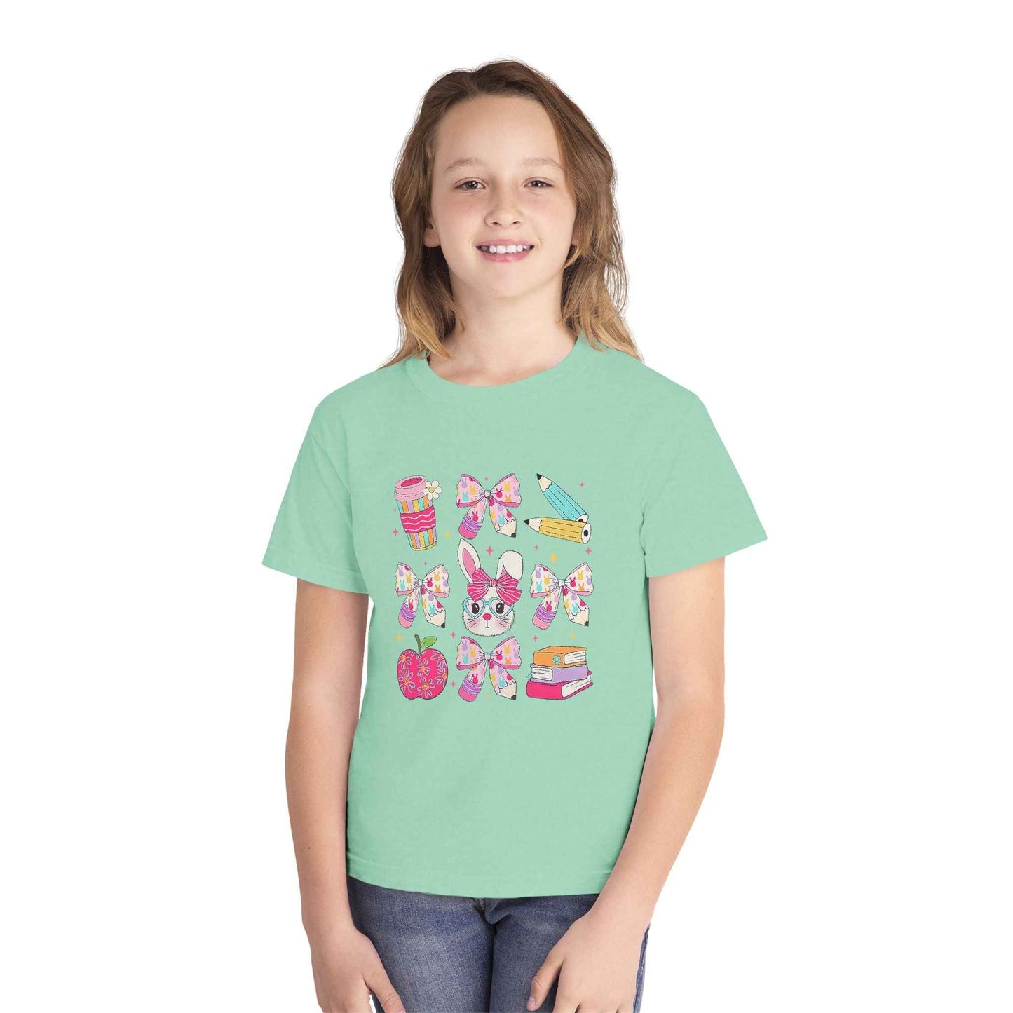 Youth Tee Bunny Back to School Tee for Girls and Sisters