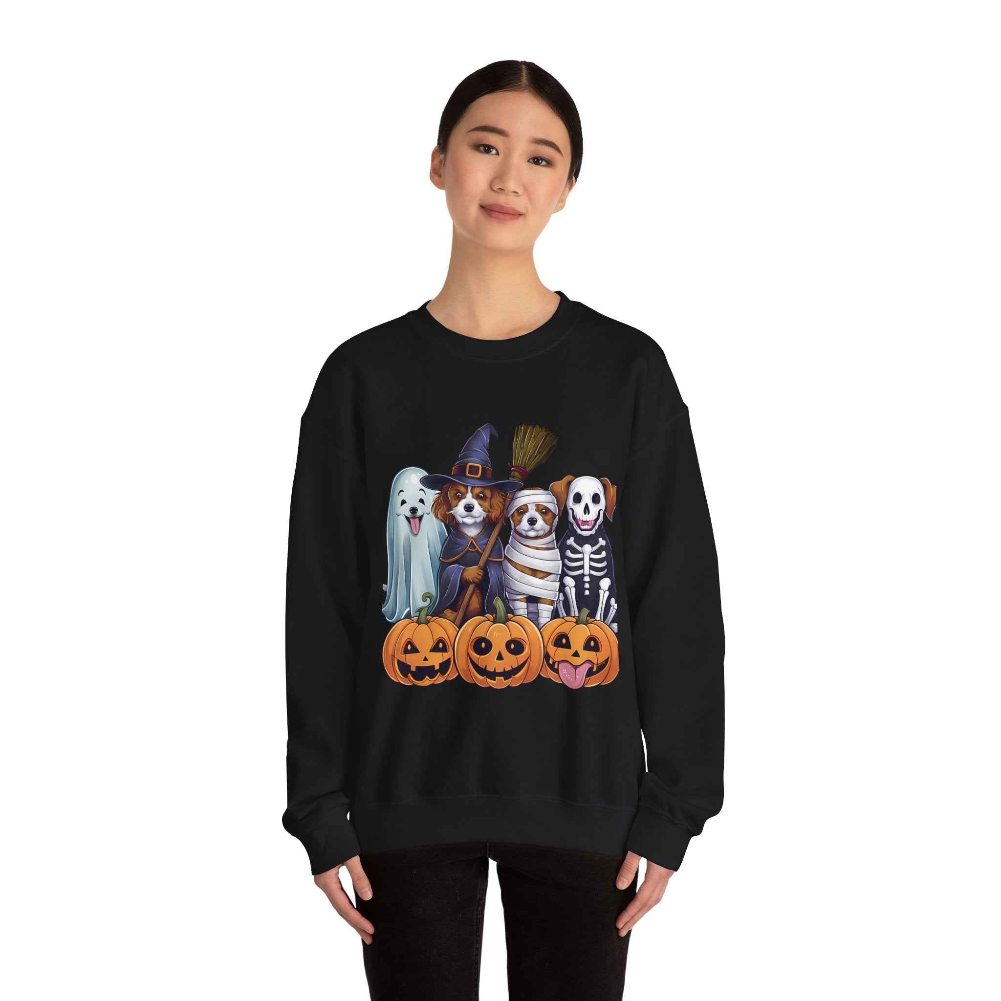 Halloween Dogs Sweatshirt - Spooky Pet Lover Crewneck for Fall Fashion and Pumpkin Style