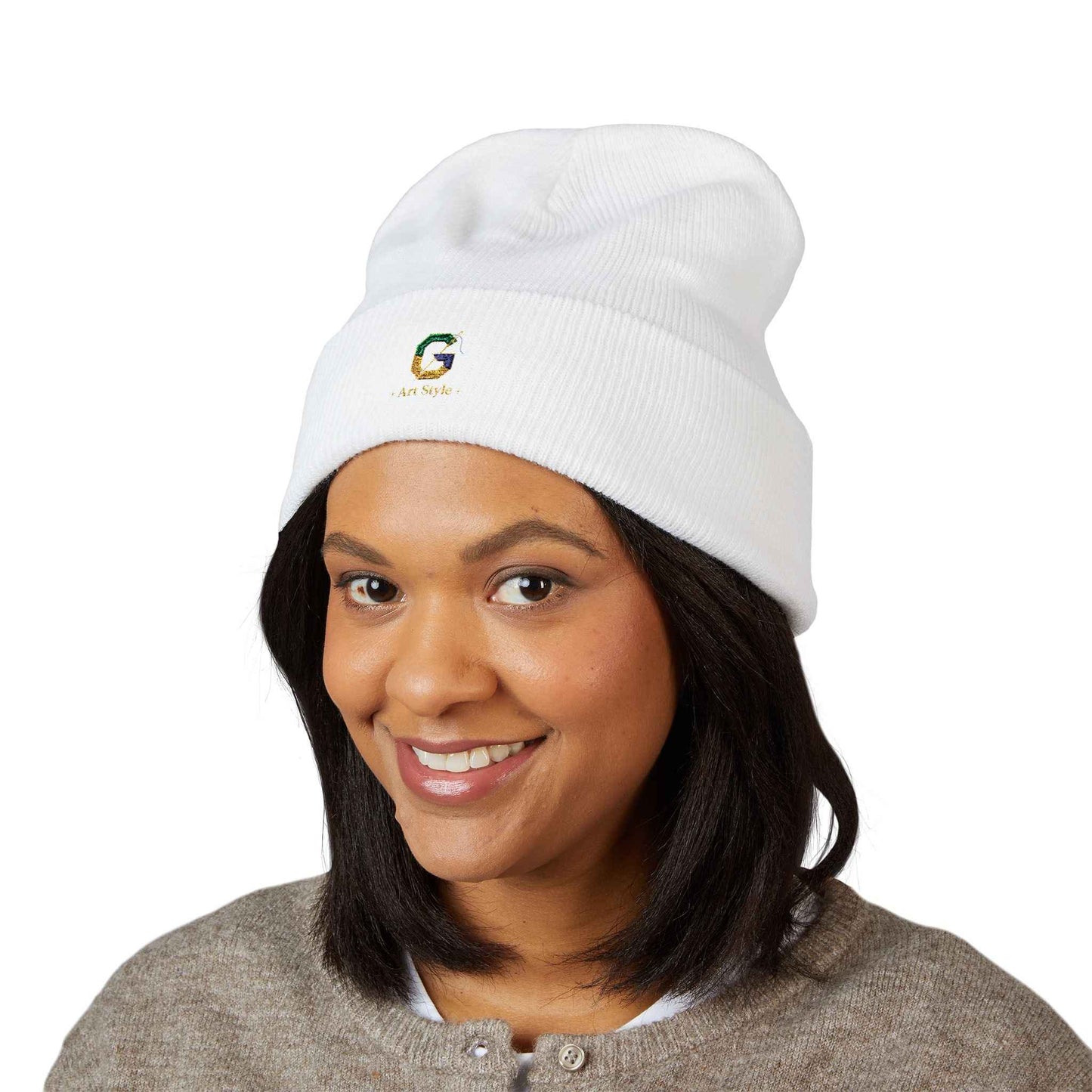 Embroidered Cuffed Beanie with G Logo | Trendy Winter Fashion Accessory