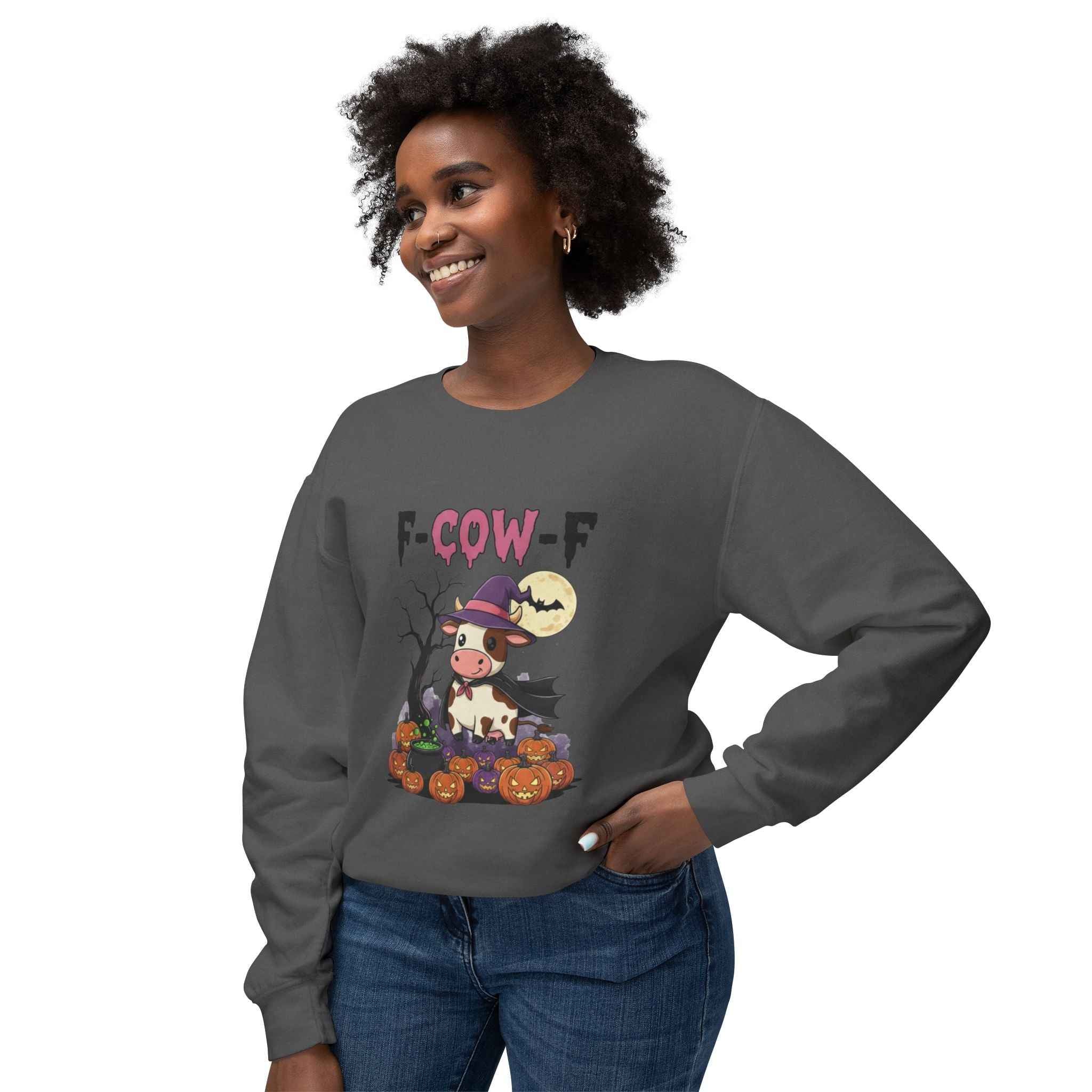 F-Cow-F Halloween Crewneck Sweatshirt, Adorable Cozy Top for Fall