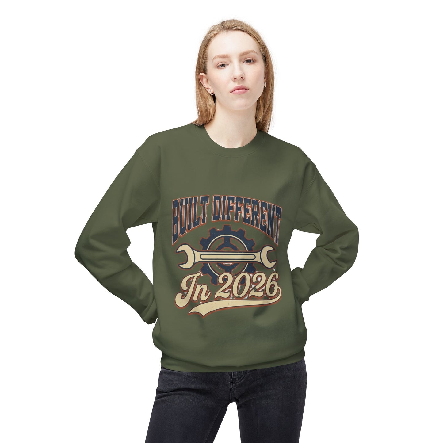 Built Different In 2026 Crewneck Sweatshirt - Mechanic Vintage Tool Design