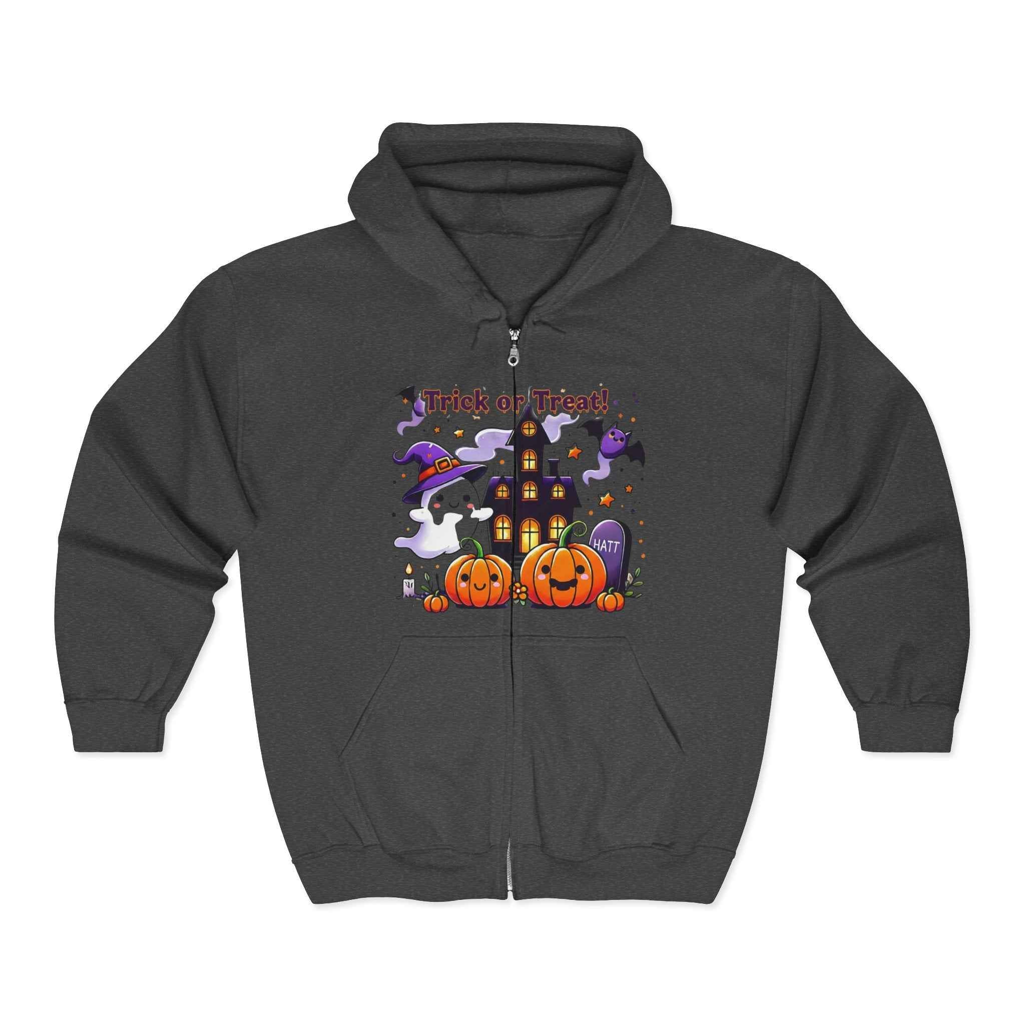 Halloween Ghosts Hoodie - Trick or Treat Zip Sweatshirt