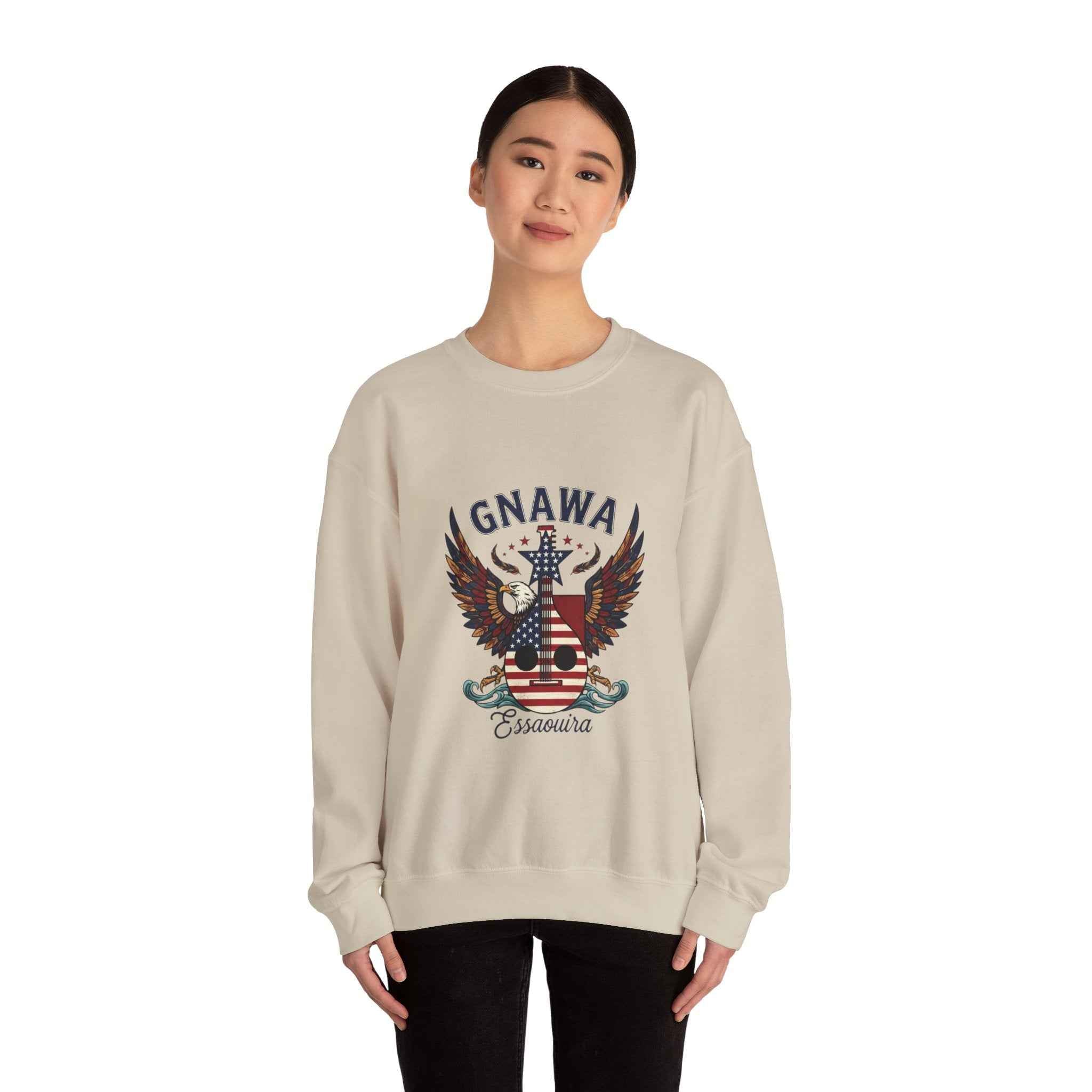 Patriotic Guitar Sweatshirt - Unique Moroccan Artisanat Design