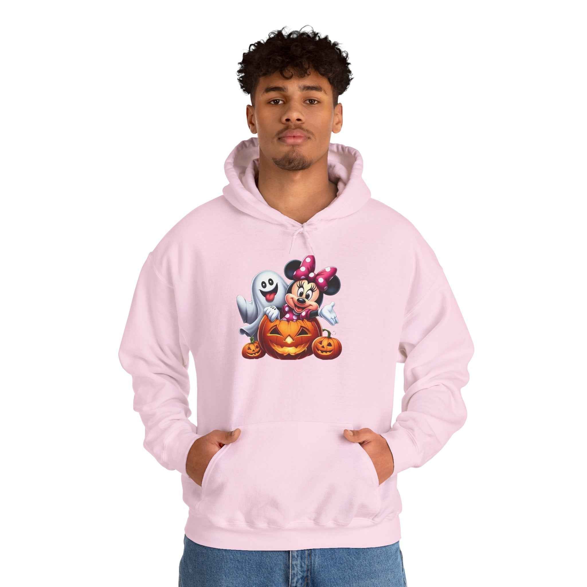 Halloween Minnie Mouse Sweatshirt Unisex Hooded Sweatshirt with Ghost Design